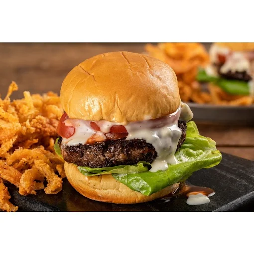 Beef Burger Served With Fries & Soda